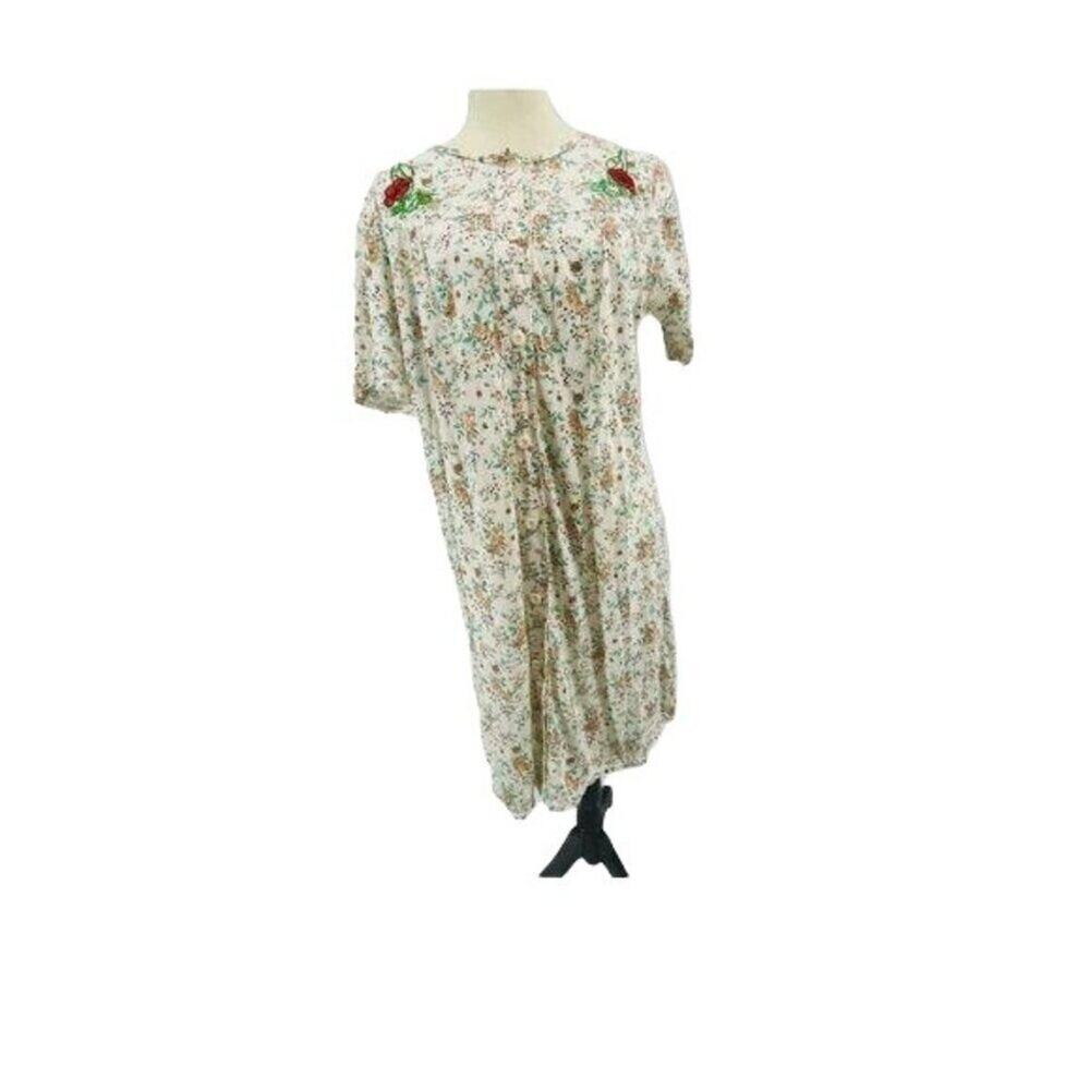 Vintage Sorela Nightgown Lightweight Button Front Womens Size Large